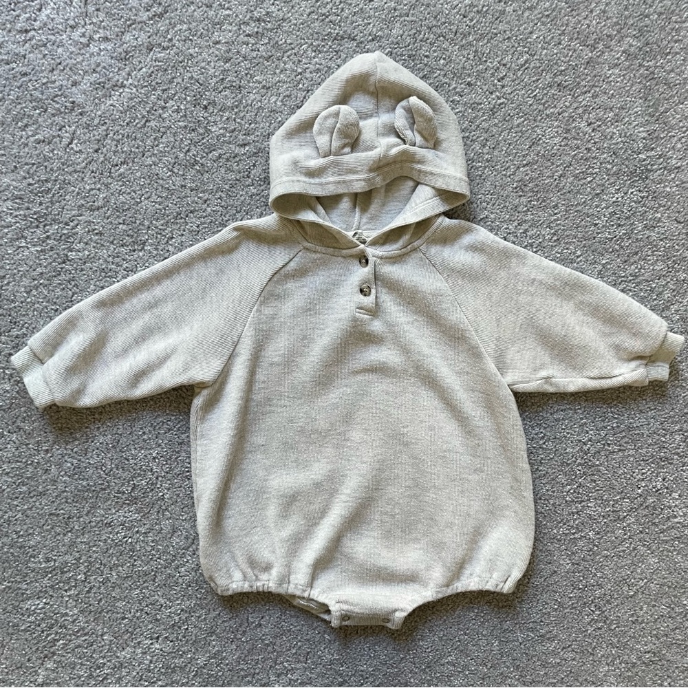 Junie Grey Bear Hoodie Romper